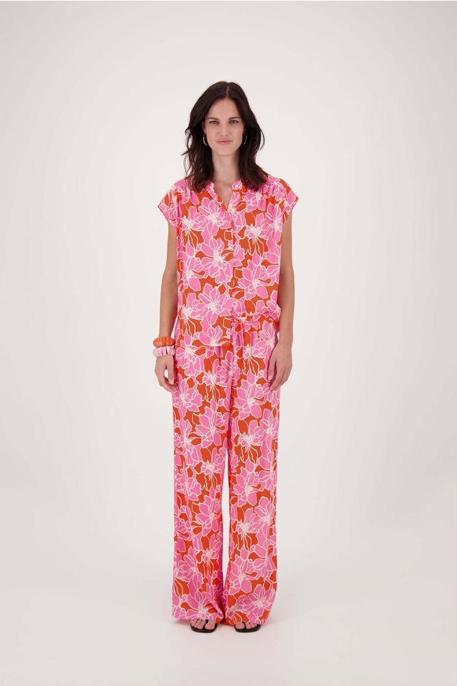 BLOUSE MET BLOEMEN PRINT 0304 166 7191 FEL ROZE/ORANJE